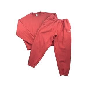 Nike Set Solo Swoosh Fleece Sweatshirt Sweatpants Canyon Rust Large